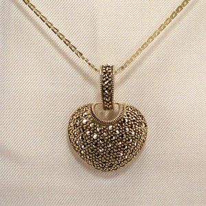 New Heart Silver, 18k White Gold P Chain DESIGNER Necklace